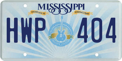 MS license plate HWP404