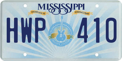 MS license plate HWP410