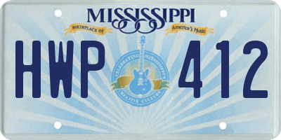 MS license plate HWP412