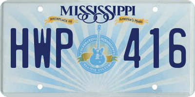MS license plate HWP416