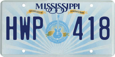 MS license plate HWP418