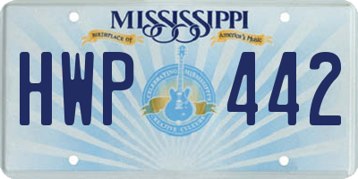MS license plate HWP442