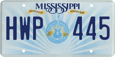 MS license plate HWP445