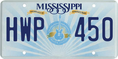 MS license plate HWP450