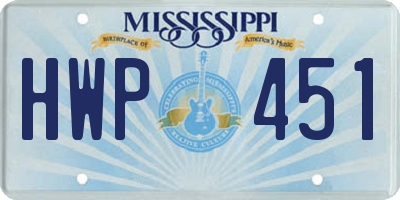 MS license plate HWP451