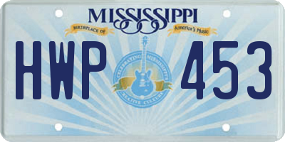 MS license plate HWP453