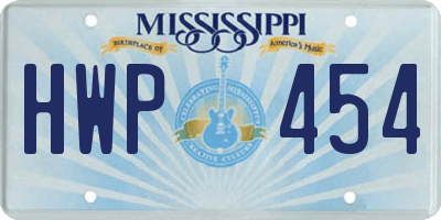 MS license plate HWP454