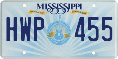 MS license plate HWP455
