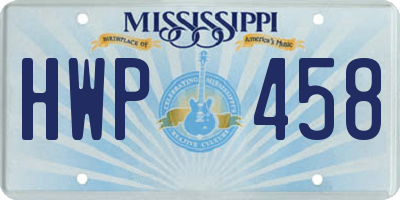 MS license plate HWP458