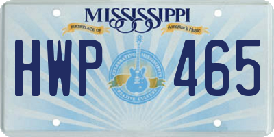 MS license plate HWP465