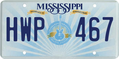 MS license plate HWP467