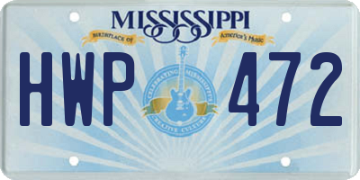 MS license plate HWP472