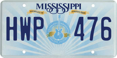 MS license plate HWP476