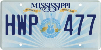 MS license plate HWP477