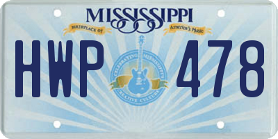 MS license plate HWP478