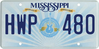 MS license plate HWP480
