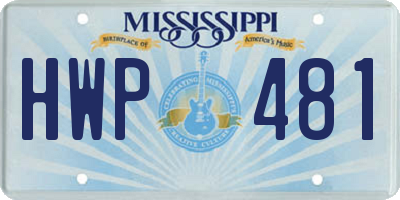 MS license plate HWP481