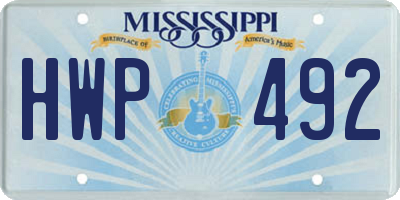 MS license plate HWP492