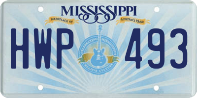 MS license plate HWP493