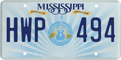 MS license plate HWP494