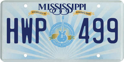 MS license plate HWP499