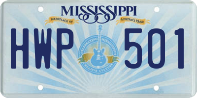 MS license plate HWP501