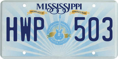 MS license plate HWP503