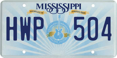 MS license plate HWP504
