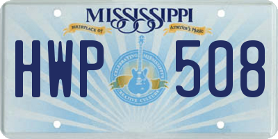 MS license plate HWP508