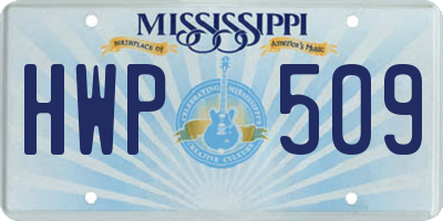 MS license plate HWP509