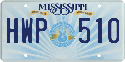 MS license plate HWP510
