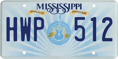 MS license plate HWP512