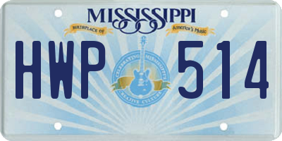 MS license plate HWP514
