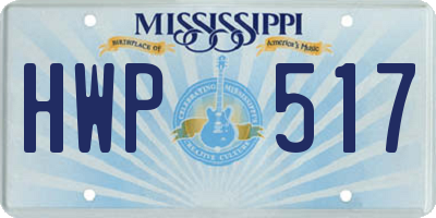 MS license plate HWP517