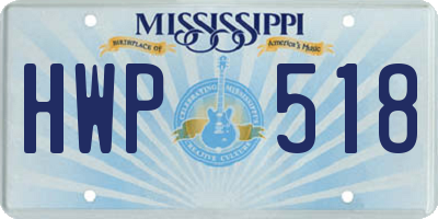 MS license plate HWP518