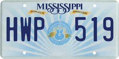 MS license plate HWP519