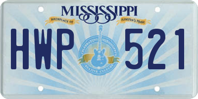 MS license plate HWP521