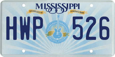 MS license plate HWP526