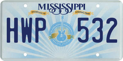 MS license plate HWP532