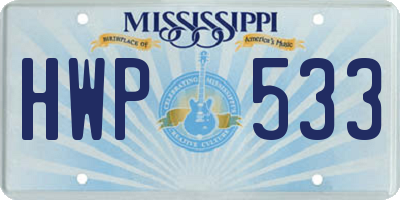 MS license plate HWP533