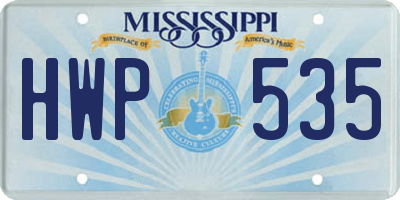 MS license plate HWP535