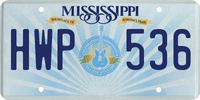 MS license plate HWP536