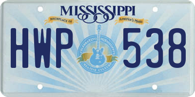 MS license plate HWP538