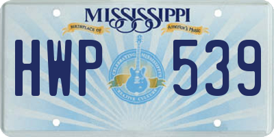 MS license plate HWP539
