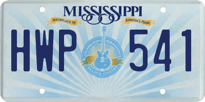 MS license plate HWP541