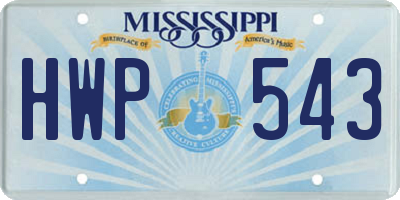 MS license plate HWP543