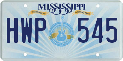 MS license plate HWP545