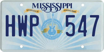 MS license plate HWP547