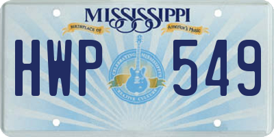 MS license plate HWP549