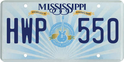 MS license plate HWP550